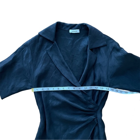 SANDRO Clarance Crossover Midi Dress - Excellent Pre-Owned, Black, 34 / 0 / XS - Picture 12 of 15